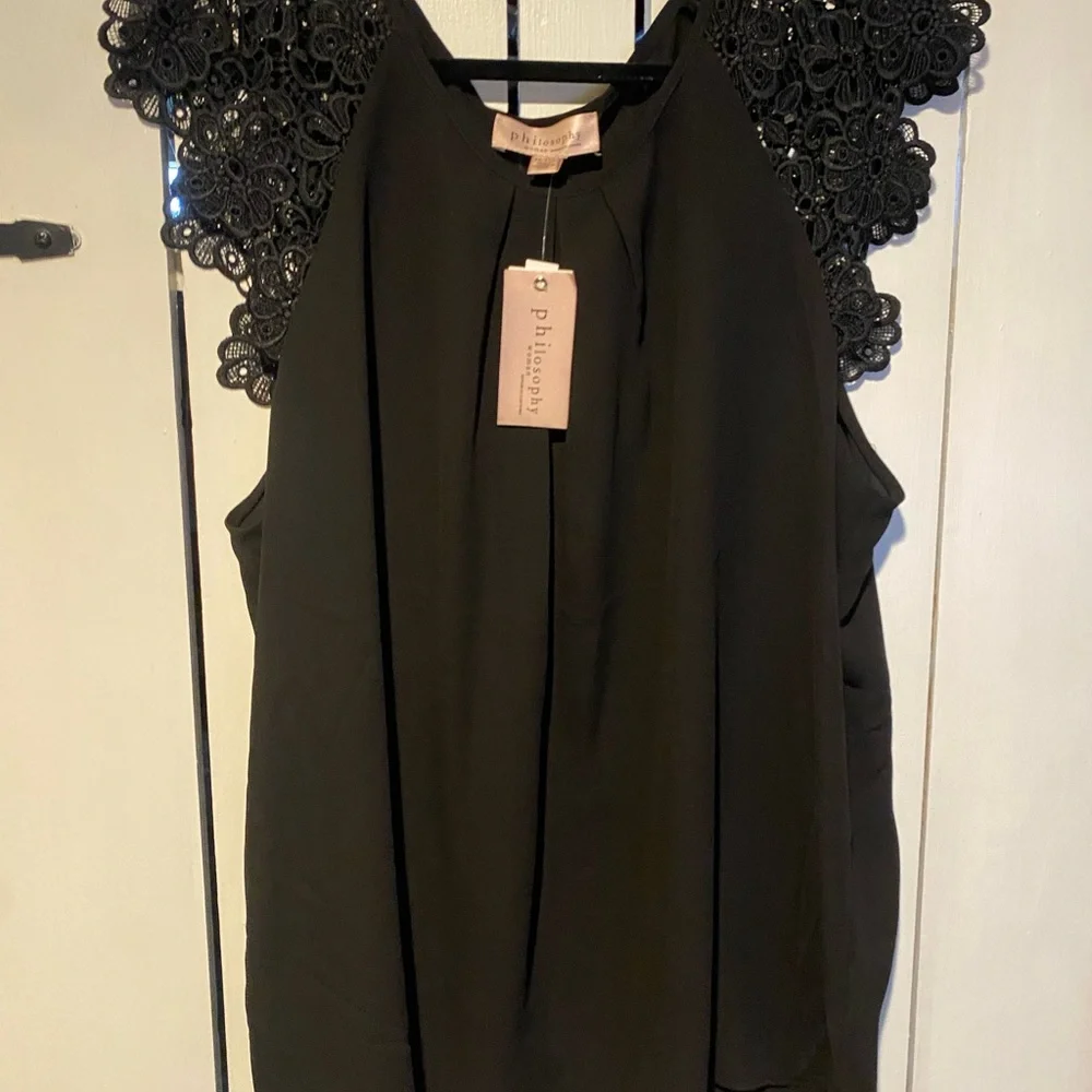 Philosophy Black Top with Lace Accents - Picture 4 of 6